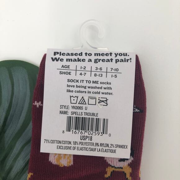 Sock It To Me Maroon Red Black Magic Hat Moon Spell Halloween Kids Knee Socks - Picture 4 of 9